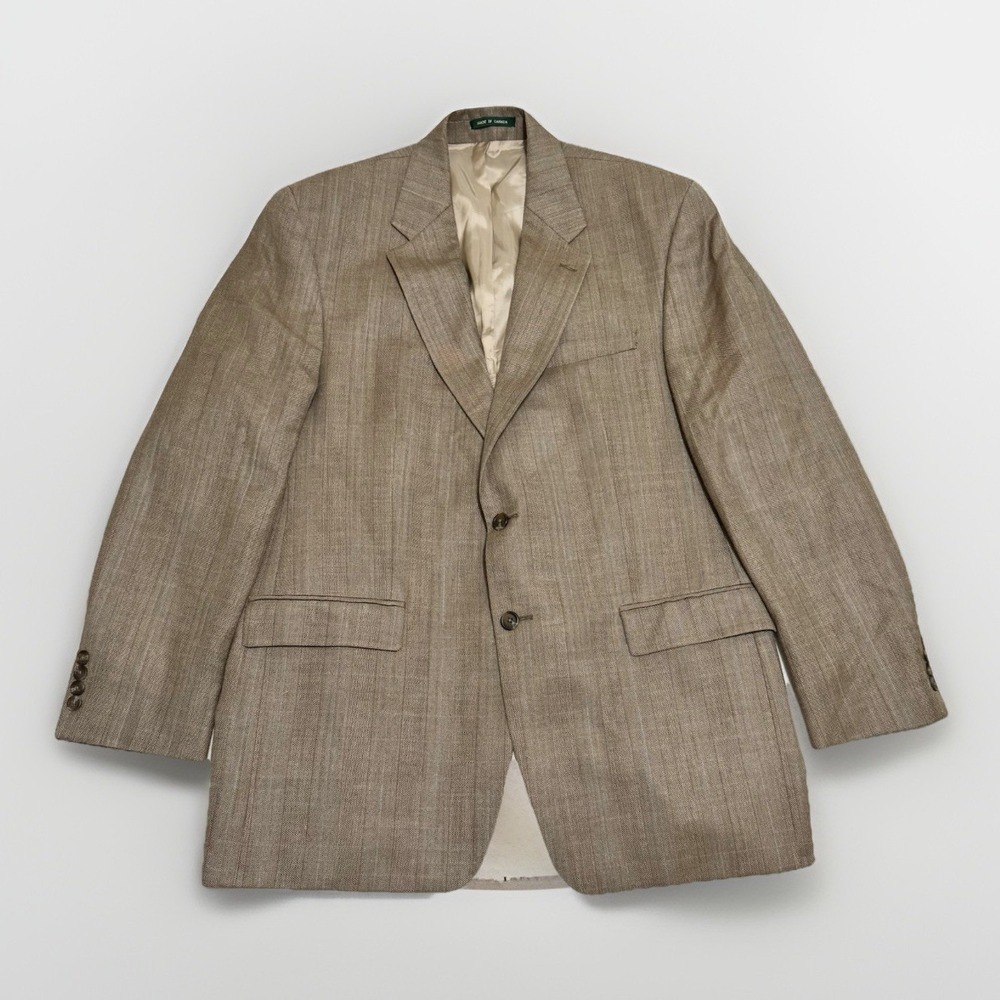 Ralph Lauren Men's Silk Wool 44L Sport Coat Blazer Jacket Brown Lined Jacket EUC